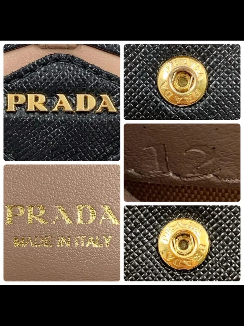 Prada Black Wallet with Beige Bow Accent